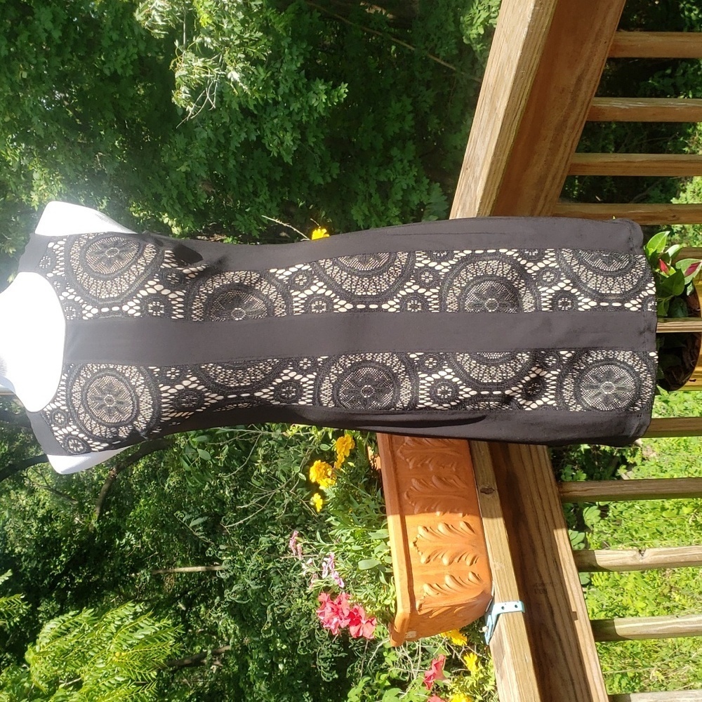 Enfocus Studio black Lace Doily Print dress size 6